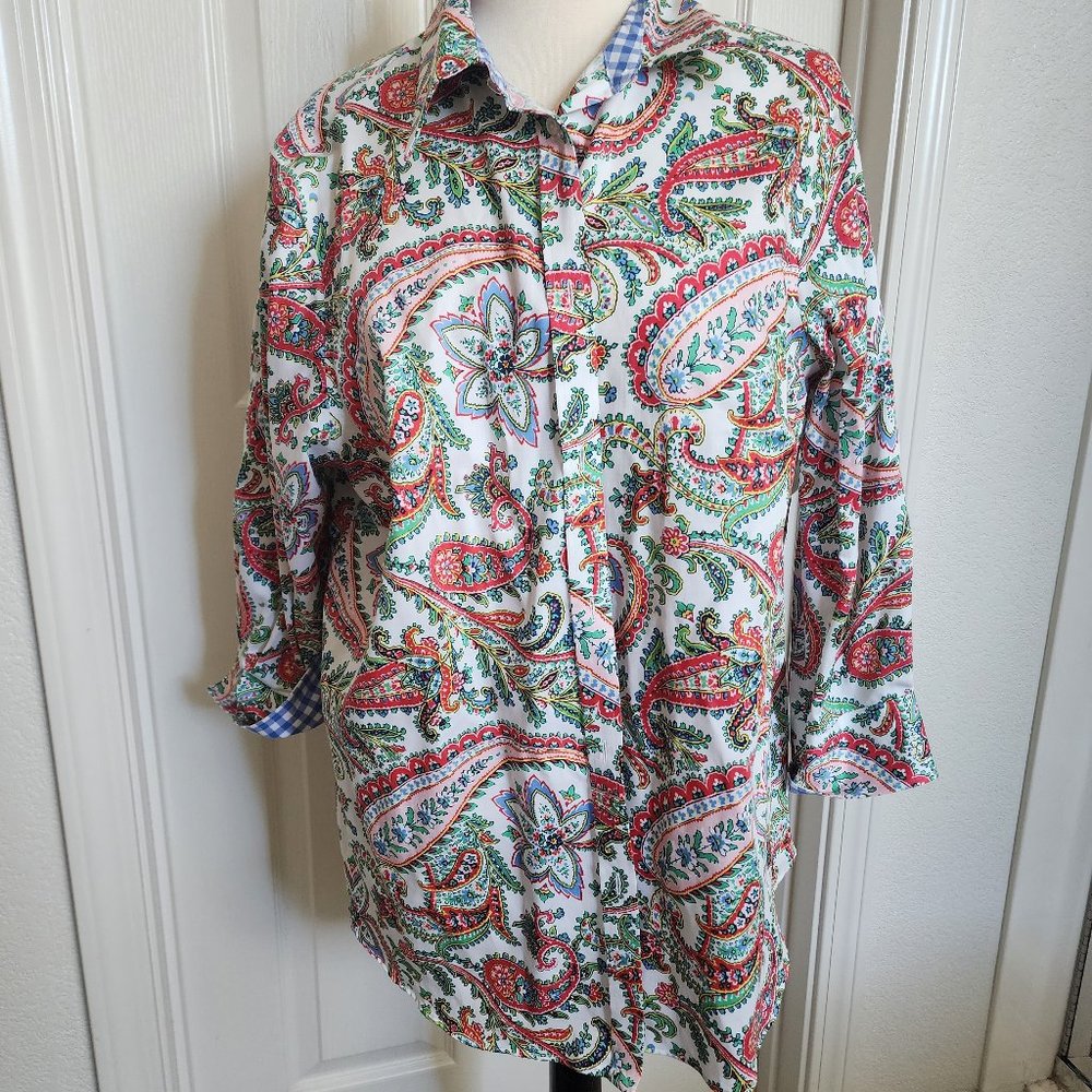 Chaps Paisley 1X button down shirt